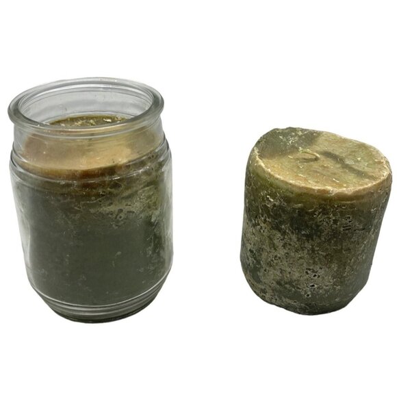 set of 2 candles pine 1 with jar 1 without green never lite 3x3.5" holiday READ - Picture 1 of 6